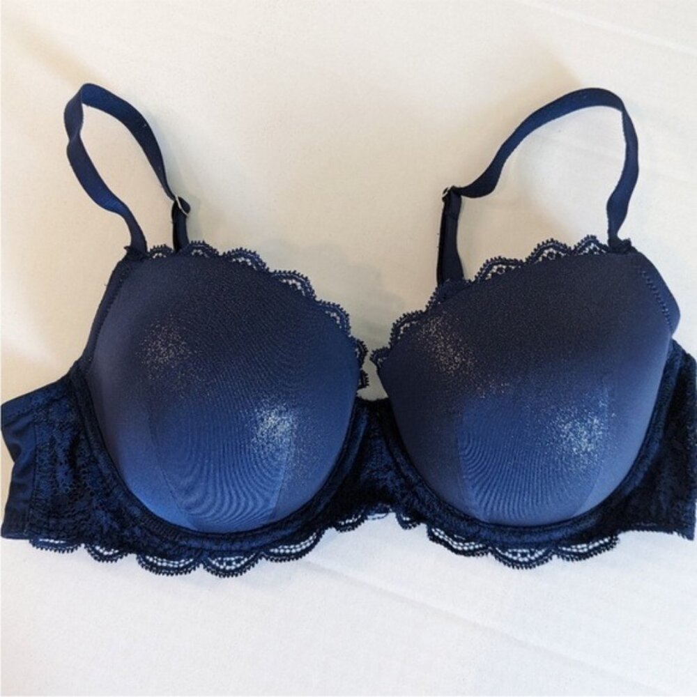 Victoria’s Secret Dream Angels Blue Lined Demi Push-Up Bra Size 36 DDD - Picture 1 of 6